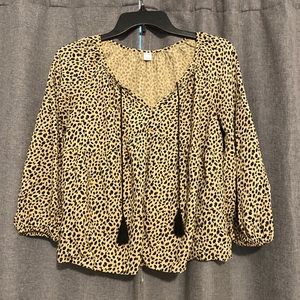 NWOT Old Navy Cheetah Babydoll Blouse